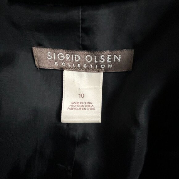 Sigrid Olsen Black Velvet Blazer Jacket Size 10 Shawl Collar Vintage Style Bow - Picture 3 of 7